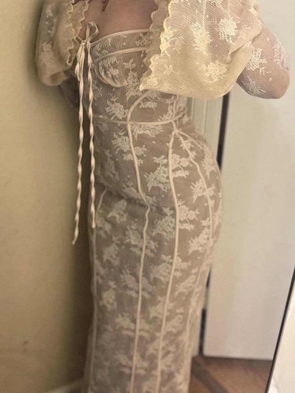 house of cb DELILAH Vintage Cream Lace Maxi Dress
